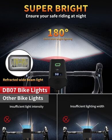 DARKBEAM Bike Light, High Lumens Super Bright Bicycle Front Headlight USB Rechargeable, Waterproof Cycling Lights 4-Mode for Night Riding, Road, Mountain, Safety, with LED Display & Light Sensor in Kuwait