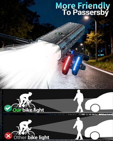 2026 Upgrade 6800Lumen Bike Light for Night Riding,Super Bright 6 LED Headlight,Aluminum 10 Mode Rechargeable Bicycle Light Front and Rear,360°Rotatable Brackt,Waterproof,Runtime 72 hr,Road Shockproof in Kuwait