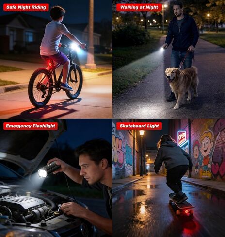 أضواء دراجة Ascher 1000 Lumens فائقة السطوع للركوب الليلي، ضوء دراجة قابل لإعادة الشحن USB من النوع C أمامي وخلفي، 4 أوضاع إضاءة، مصباح أمامي مقاوم للماء للدراجة وضوء خلفي لركوب الدراجات على الطريق in Kuwait