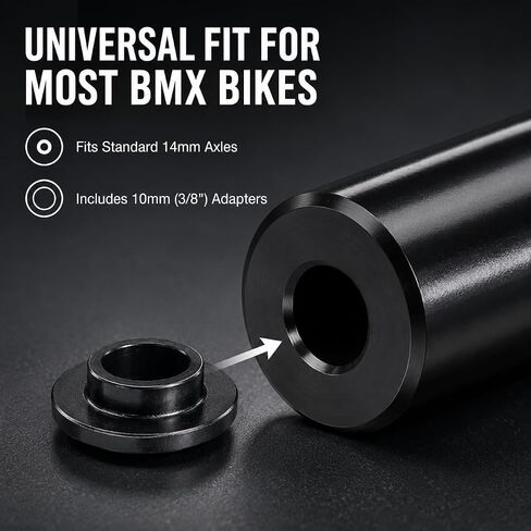 BMX Pegs, Heavy Duty Steel Stunt Pegs for 14mm & 3/8" (10mm) Axles | 4.3" Length x 1.5" Diameter Bicycle Foot Pegs for Freestyle Grinding, 2 Pack in Kuwait