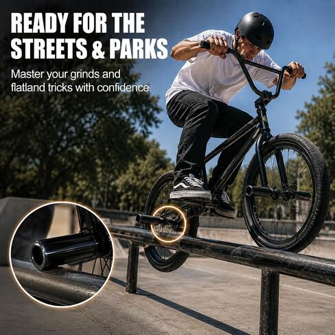 BMX Pegs, Heavy Duty Steel Stunt Pegs for 14mm & 3/8" (10mm) Axles | 4.3" Length x 1.5" Diameter Bicycle Foot Pegs for Freestyle Grinding, 2 Pack in Kuwait