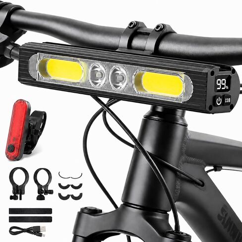 Bike Lights for Night Riding,1200 Lumens High&Low Beam Front Light, OLED Display USB-C Rechargeable Bicycle Lights,IPX6 Waterproof Ebike Headlight with Tail Light for MTB,Off-Road,City Riding in Kuwait