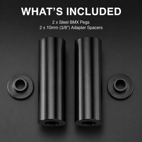 BMX Pegs, Heavy Duty Steel Stunt Pegs for 14mm & 3/8" (10mm) Axles | 4.3" Length x 1.5" Diameter Bicycle Foot Pegs for Freestyle Grinding, 2 Pack in Kuwait