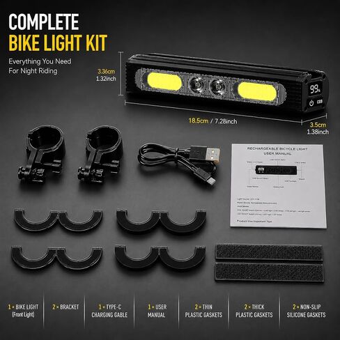 Bike Lights for Night Riding,1200 Lumens High&Low Beam Front Light, OLED Display USB-C Rechargeable Bicycle Lights,IPX6 Waterproof Ebike Headlight with Tail Light for MTB,Off-Road,City Riding in Kuwait