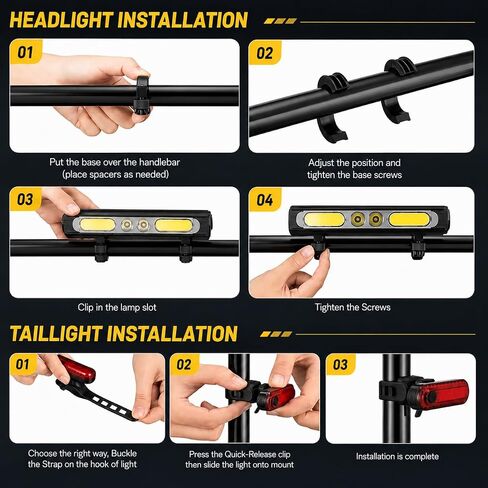 Bike Lights for Night Riding,1200 Lumens High&Low Beam Front Light, OLED Display USB-C Rechargeable Bicycle Lights,IPX6 Waterproof Ebike Headlight with Tail Light for MTB,Off-Road,City Riding in Kuwait