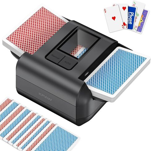 KPAW Automatic Card Shuffler - One-Press AUTO & Manual Mode, Electric Shuffling Machine for 1-2 Decks, Low Noise, Rechargeable & Portable Shuffler Machine for Poker in Kuwait