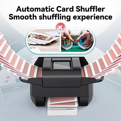 KPAW Automatic Card Shuffler - One-Press AUTO & Manual Mode, Electric Shuffling Machine for 1-2 Decks, Low Noise, Rechargeable & Portable Shuffler Machine for Poker in Kuwait