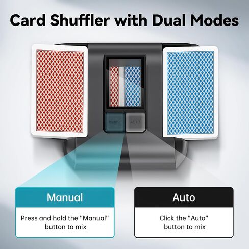 KPAW Automatic Card Shuffler - One-Press AUTO & Manual Mode, Electric Shuffling Machine for 1-2 Decks, Low Noise, Rechargeable & Portable Shuffler Machine for Poker in Kuwait