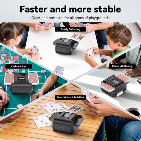 KPAW Automatic Card Shuffler - One-Press AUTO & Manual Mode, Electric Shuffling Machine for 1-2 Decks, Low Noise, Rechargeable & Portable Shuffler Machine for Poker in Kuwait