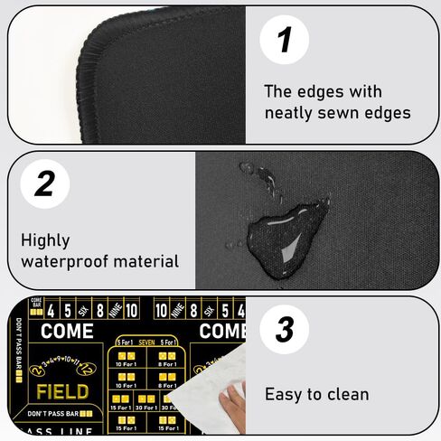 900x 400mm Craps Mat, Mini Poker Table Mat for Home Game Casino Poker Nights Fundraisers Gatherings, Strong Water Absorption(Black) in Kuwait