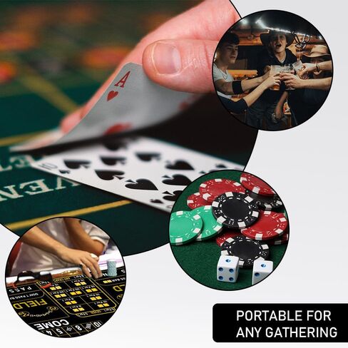 900x 400mm Craps Mat, Mini Poker Table Mat for Home Game Casino Poker Nights Fundraisers Gatherings, Strong Water Absorption(Black) in Kuwait