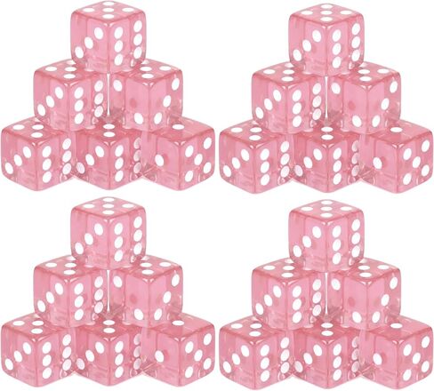 24 PCS Pink Casino Dice Set: 19mm Large Dices Standard Game Acrylic Pink Colored Dice Bulk for Casino Theme Party Board Games Vegas Birthday Math in Kuwait