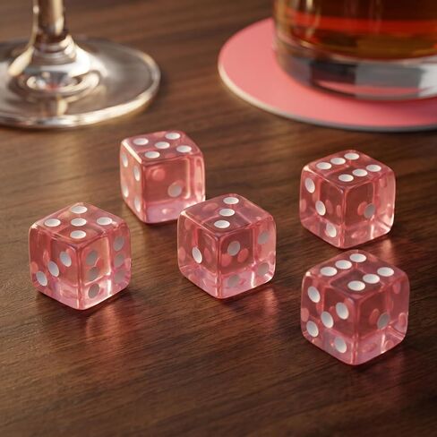 24 PCS Pink Casino Dice Set: 19mm Large Dices Standard Game Acrylic Pink Colored Dice Bulk for Casino Theme Party Board Games Vegas Birthday Math in Kuwait