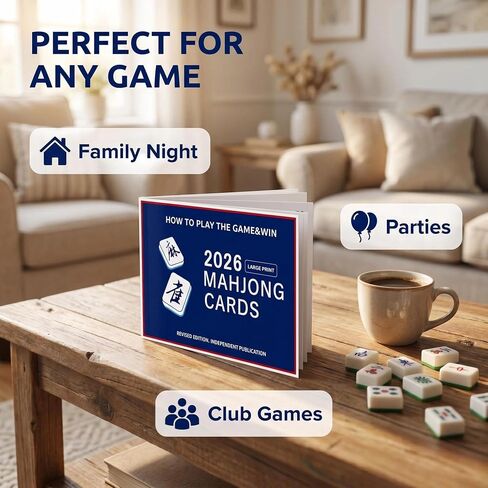 Mahjong Cards 2026 Update Revision, American Mahjong Guid Cards 2026 Large Print Easy to Read, Perfect for Game Nights & Parties(4pcs Red) in Kuwait
