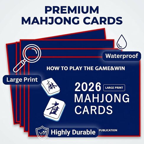 Mahjong Cards 2026 Update Revision, American Mahjong Guid Cards 2026 Large Print Easy to Read, Perfect for Game Nights & Parties(4pcs Red) in Kuwait