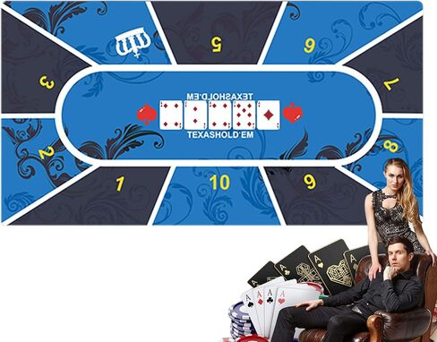 بساط هولديم بوكر، بساط طاولة مطاطي لطاولة لعبة البوكر، وسادة طاولة هولديم لغرف ألعاب الطاولة، الترفيه المنزلي، الليالي العائلية in Kuwait