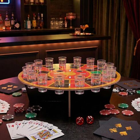 Casino Roulette Wheel Shot Glass Holder, 13 Piece in Kuwait