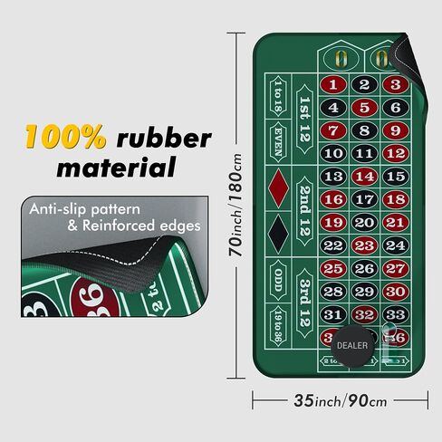 11 Inch Roulette Wheel Set for Adults with Rubber Roulette Table Mat 35" x 16" Wood Roulette Wheel 11 Inch 100 Poker Chips Set Win Mark Dealer Button-Black in Kuwait