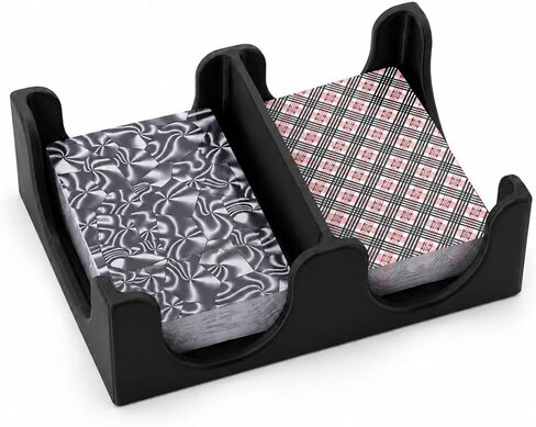 4 Deck Canasta Playing Card Tray 2 Decks on Each Side Sorting Tray Organizes Plastic for Games Accessories No Swivel Base (Black) in Kuwait
