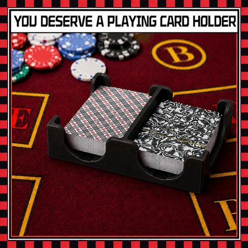 4 Deck Canasta Playing Card Tray 2 Decks on Each Side Sorting Tray Organizes Plastic for Games Accessories No Swivel Base (Black) in Kuwait