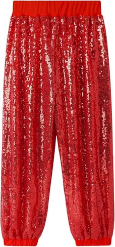 Girls Sequin Pants Sparkle Jogger Pants Hip Hop Trousers Dance Outfits Streetwear 3-12Years in Kuwait