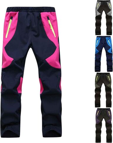 Girls Snow Pants Unisex Winter Warm Water-Resistant Outdoor Pant With Zippered Pocket Fleece Lined Insulated Trousers in Kuwait