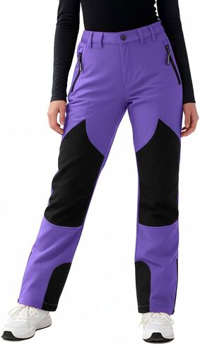Kids Snow Pants Color Block Fleece Lined Waterproof Hiking Ski Pant Girls Boys Winter Warm Outdoor Insulated Snowpant in Kuwait