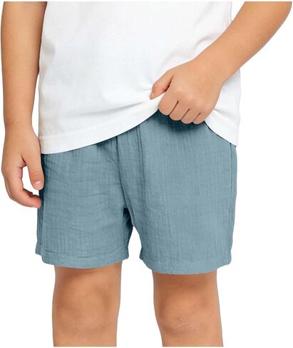 شورت كاجوال للأولاد من الشاش القطني للأطفال بخصر مطاطي خفيف الوزن ومسامي ومريح مناسب للصيف للأطفال الصغار من عمر 0 ​​إلى 6 سنوات in Kuwait