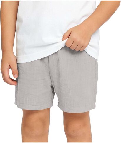 شورت كاجوال للأولاد من الشاش القطني للأطفال بخصر مطاطي خفيف الوزن ومسامي ومريح مناسب للصيف للأطفال الصغار من عمر 0 ​​إلى 6 سنوات in Kuwait