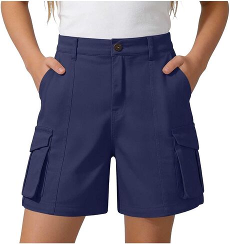 Boys Girls Cargo Shorts – Stretch Elastic Waist Bermuda Hiking Summer Shorts with Pockets – Kids School Day Ready in Kuwait