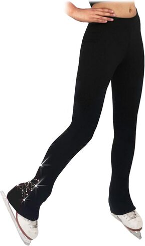 سروال التزلج على الجليد من ChloeNoel PS883P Contract Elite Polartec من الصوف الحلزوني مع كريستالات (أسود/أسود، AM) in Kuwait