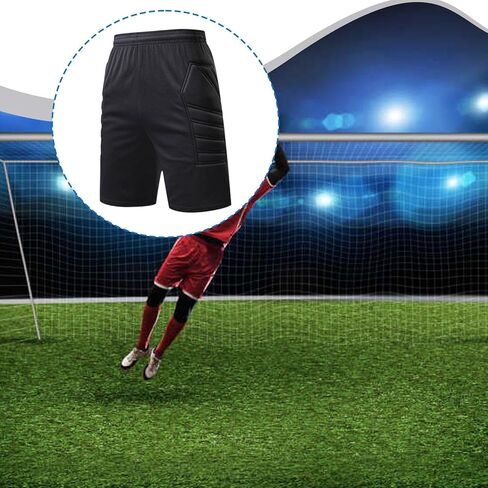 Qianly Goalkeeper Compression Shorts with Flexible Waist Thigh Padding Soccer Shorts Sponge Construction Multi Layer Padding Suitable for, 2XL in Kuwait