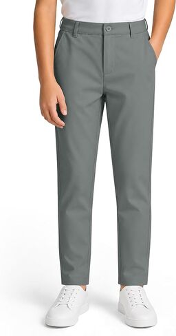 Boys Golf Dress Pants Slim Fit Stretch Quick Dry Kids School Uniform Trousers with 5 Pockets for Youth 7-16 Years in Kuwait