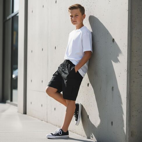 NATUST Boys Hiking Shorts Quick Dry Lightweight Cargo Shorts with Elastic Waist Multi Pockets Youth Outdoor Shorts in Saudi Arabia