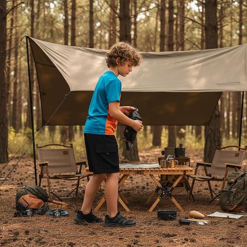 NATUST Boys Hiking Shorts Quick Dry Lightweight Cargo Shorts with Elastic Waist Multi Pockets Youth Outdoor Shorts in Saudi Arabia