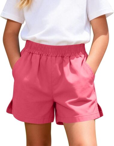 Boys Elastic Waist Shorts Kids Summer Shorts Side SLI High Waisted Bermuda Pull On Athletic Short Girls Casual Short in Kuwait