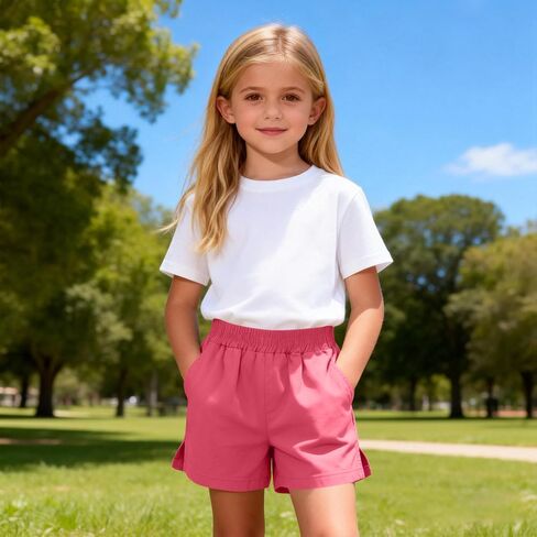 Boys Elastic Waist Shorts Kids Summer Shorts Side SLI High Waisted Bermuda Pull On Athletic Short Girls Casual Short in Kuwait