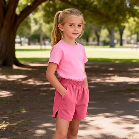 Boys Elastic Waist Shorts Kids Summer Shorts Side SLI High Waisted Bermuda Pull On Athletic Short Girls Casual Short in Kuwait