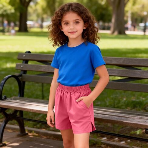 Boys Elastic Waist Shorts Kids Summer Shorts Side SLI High Waisted Bermuda Pull On Athletic Short Girls Casual Short in Kuwait