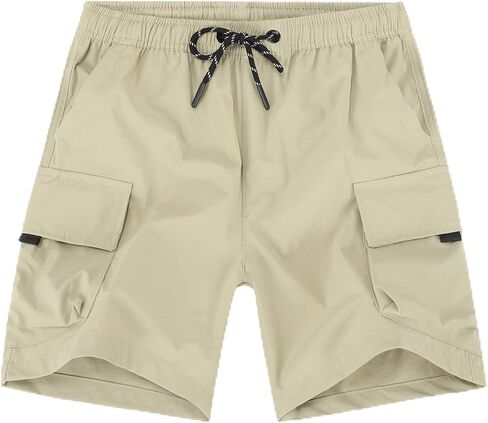 NATUST Boys Hiking Shorts Quick Dry Lightweight Cargo Shorts with Elastic Waist Multi Pockets Youth Outdoor Shorts in Kuwait
