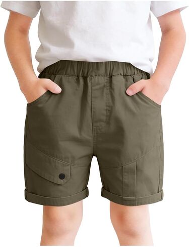 شورت كارجو للأطفال الصغار شورت غير رسمي بخصر مطاطي سهل الارتداء شورت قصير فضفاض للمشي لمسافات طويلة شورت صيفي برمودا in Kuwait