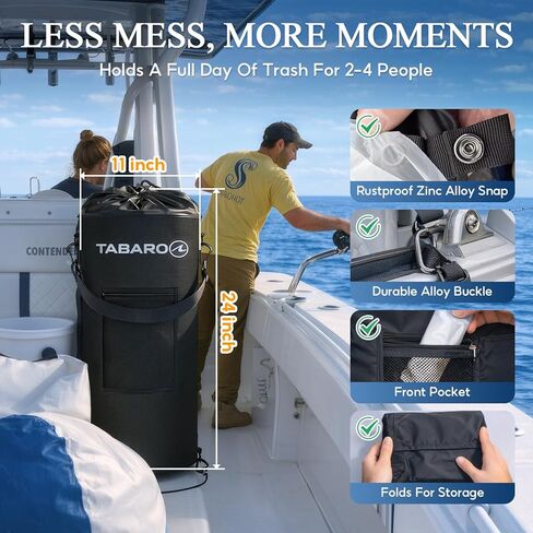 Boat Accessories, Boat Trash Can Fits 10-13 Gallon Bags, Reusable Marine Trash Bag, Odor & Leak Resistant, Easy Mount for Fishing, RV, Kayak & Pontoon Boats, Cool Boating Gifts for Men & Father’s Day in Kuwait