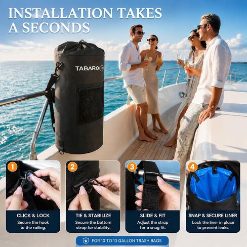 Boat Accessories, Boat Trash Can Fits 10-13 Gallon Bags, Reusable Marine Trash Bag, Odor & Leak Resistant, Easy Mount for Fishing, RV, Kayak & Pontoon Boats, Cool Boating Gifts for Men & Father’s Day in Kuwait