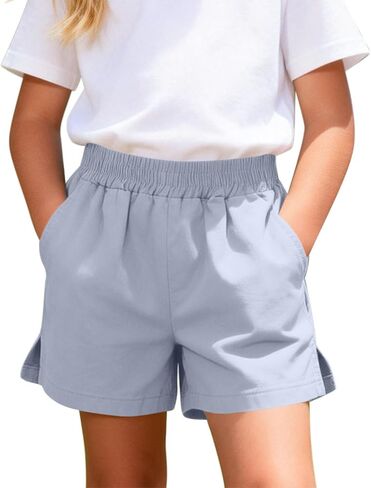 Boys Elastic Waist Shorts Kids Summer Shorts Side SLI High Waisted Bermuda Pull On Athletic Short Girls Casual Short in Kuwait