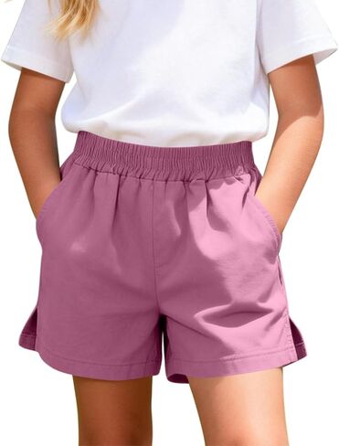 Boys Elastic Waist Shorts Kids Summer Shorts Side SLI High Waisted Bermuda Pull On Athletic Short Girls Casual Short in Kuwait