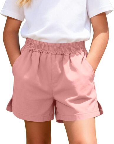 Boys Elastic Waist Shorts Kids Summer Shorts Side SLI High Waisted Bermuda Pull On Athletic Short Girls Casual Short in Kuwait