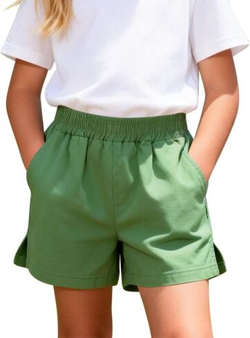 Boys Elastic Waist Shorts Kids Summer Shorts Side SLI High Waisted Bermuda Pull On Athletic Short Girls Casual Short in Kuwait