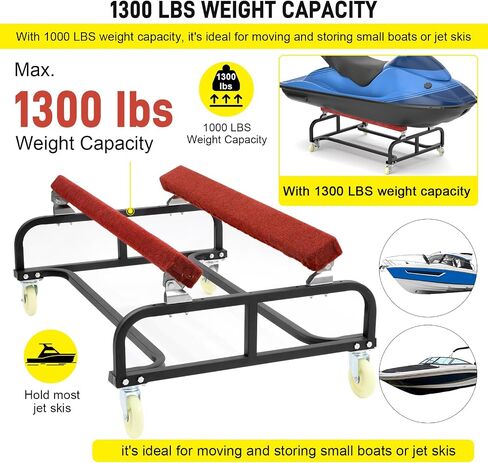 Doniks Watercraft PWC Dolly,Jet ski Dolly tolerable 1300 LBS Capacity Boat Storage Trailer Adjustable Width with Four Casters & Two Brakes,Heavy Duty Boat standsfor Dinghy, Sailboat in Kuwait