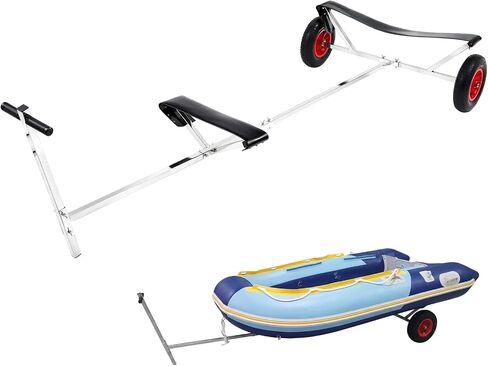 DaisyInner Boat Launching Dolly Trailer Dolly، سعة تحميل 395 رطل، محرك مقطورة من الفولاذ المقاوم للصدأ مع إطارات هوائية مقاس 16 بوصة دعامة دعم غير قابلة للانزلاق لتحريك قوارب الكاياك البخارية لصيد الأسماك وقارب قابل للنفخ in Kuwait