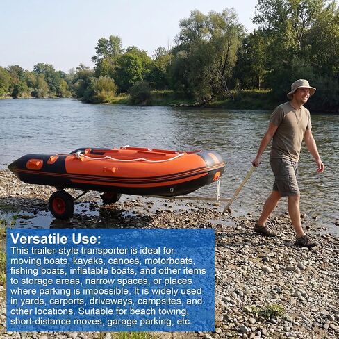DaisyInner Boat Launching Dolly Trailer Dolly، سعة تحميل 395 رطل، محرك مقطورة من الفولاذ المقاوم للصدأ مع إطارات هوائية مقاس 16 بوصة دعامة دعم غير قابلة للانزلاق لتحريك قوارب الكاياك البخارية لصيد الأسماك وقارب قابل للنفخ in Kuwait